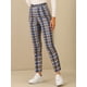 thumbnail image 2 of Pantalones De Tobillo A Cuadros Allegra K Casual Con Botones Azul S, 2 of 5
