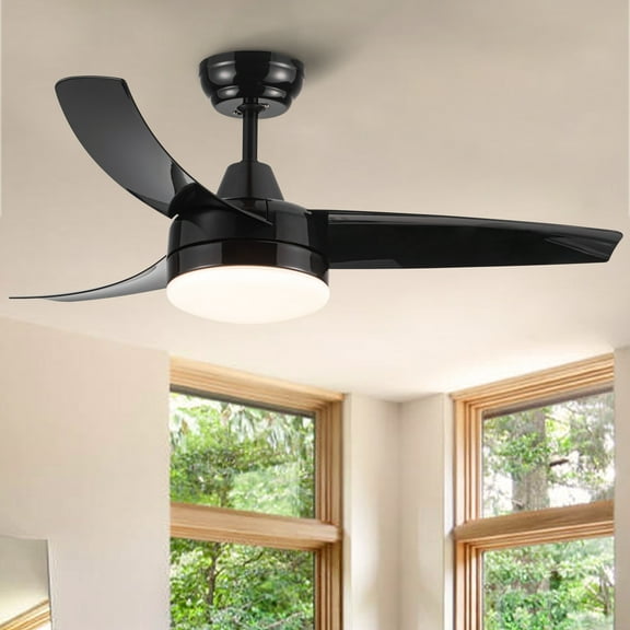 Electric Fans YUHAO 42-Inch 3-Blade Matte Black DC Motor Modern Contemporary LED Ceiling Fan-42 in x 42 in x 10.34 in,Ceiling Fans