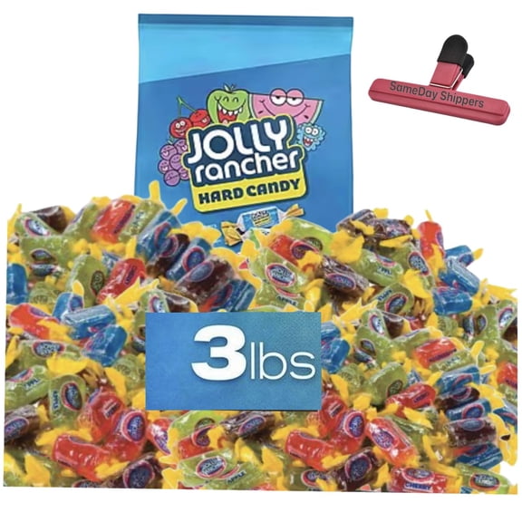 CLASSIC ORIGINAL JOLLY RANCHER HARD CANDY | 3 LBS Bag Of JOLLY RANCHER Assorted Hard Candy With Watermelon, Green , Cherry, Grape And Blue Raspberry Fruit Flavors | Include Sameday Shippers Brand