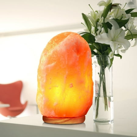 Carved Wood Bass - Himalayan Salt Lamp Natural Hymalain Salt Rock Lamps Salt Crystals Night Light Air Purifier Hand Carved Lamp with Wood Base Dimmer Switch