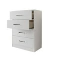 thumbnail image 3 of Castle Place Minimalist 4 Drawer Wooden Dresser, White, 3 of 6