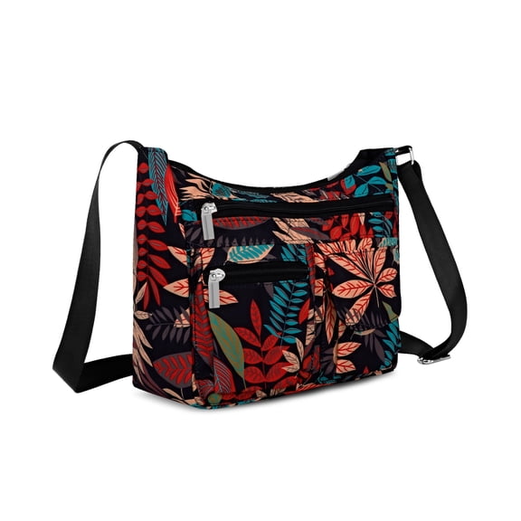 URSOFINE Lightweight Crossbody Bag for Women – Multi-Pocket Travel Purse with Anti-Theft Hidden Pocket & Luggage Strap, Adjustable Shoulder Bag for Work, College & Everyday Use (Botanical Print)