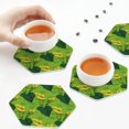 thumbnail image 4 of Leather Coasters with Heat-resistant for Drinks, Calla Lily Flowers Green -标题2 Hexagon, 4 of 5