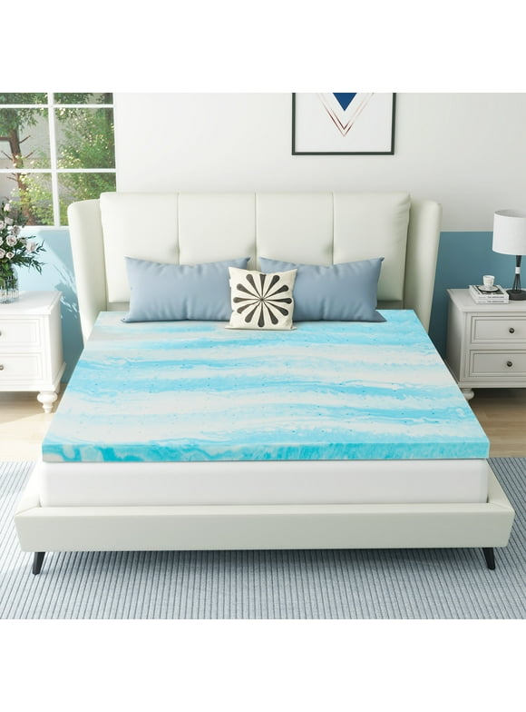 Smiaoer 2,3,4 inches Mattress Topper, King Size Cooling Gel-Infused Memory Foam Mattress Topper-4 inches