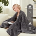 thumbnail image 5 of Walensee Wearable Blanket Sherpa Fleece Blanket, Fuzzy Super Soft Plush Shawl TV Throw Blanket with Pockets, Fluffy Warm Cozy Cape Wrap for Women Adults (Dark Grey, 59” x 63”), 5 of 9