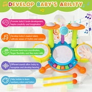 Kids Drum Set, Toddler Toys for Boys Girls, Kids Musical Toys, Drum Set for Kids, with 2 Drumsticks and Microphone, Baby Drums Toys for 1 2 3 Year Old (Green)