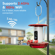Nafnti Hummingbird Feeder with Camera, Smart Bird Feeder with 3K HD Video, AI Identify 300+ Species, Solar Powered Wireless Outdoor Bird Camera, IP65 Waterproof, for Bird Watching Gift