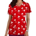 thumbnail image 2 of Kilaqueen Valentines Scrubs for Women Cute Funny Heart Print V Neck Short Sleeve Shirt with Pockets Casual Trendy Nursing Medical Uniform, 2 of 5