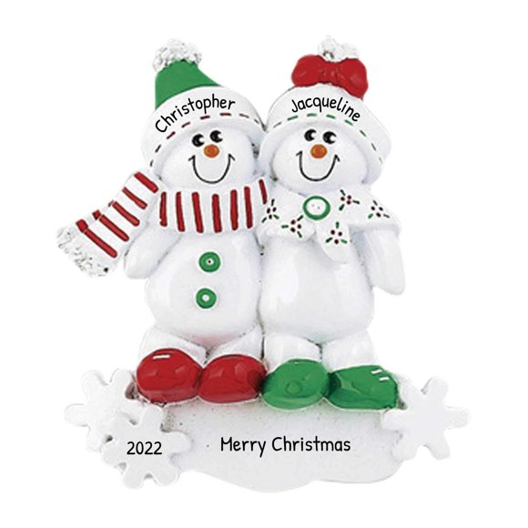 Ornements Personnalisés pour Couple 2024 - Ornements de Noël Snowman pour Planche à Neige, Arbre de Noël, Notre Premier Noël Ensemble, Bonhommes de Neige 2024 Ornaments by Elves
