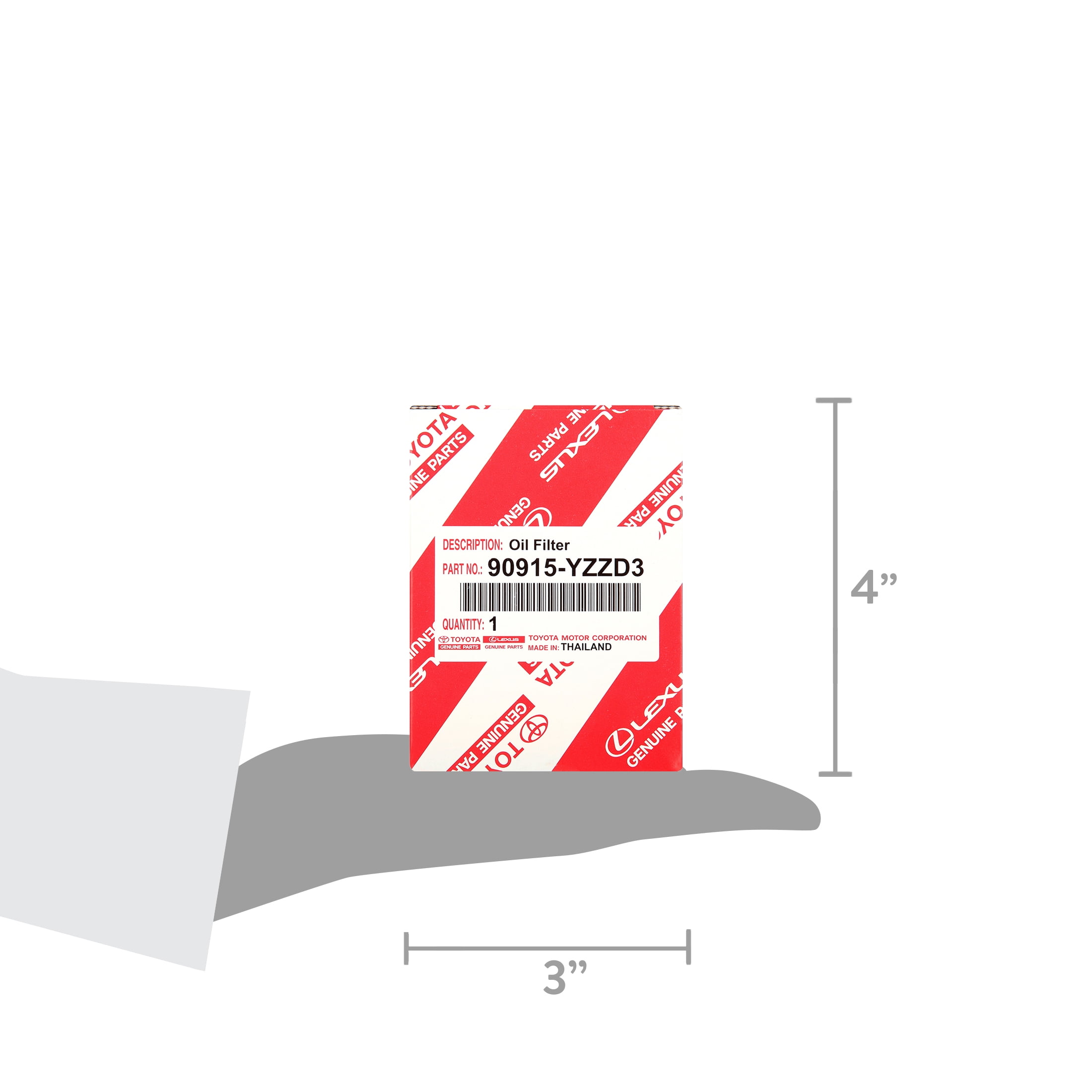 373 JR  Toyota Oil Filter 90915-YZZD3 Genuine OEM, 4 inch height, 3