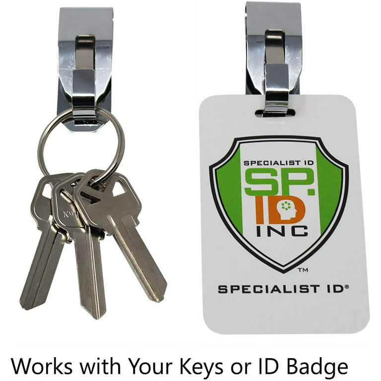 Specialist ID Bulk 25 Pack - Secure Belt Clip Key Holder with Metal Hook & Heavy Duty 1 1/4 inch Keychain Ring - Metal Key Chain Keeper for ID Badge & Keys or Small