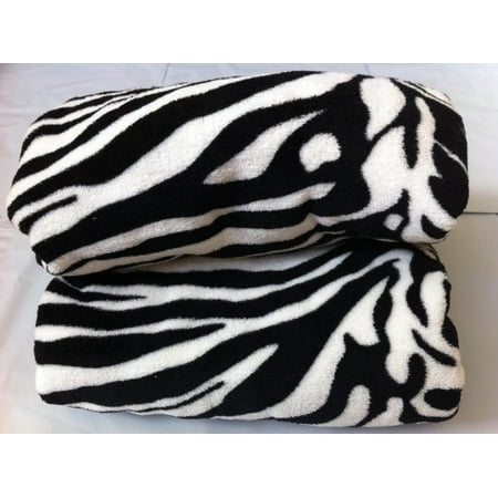 Queen Blanket Sumptuously Soft Plush Black Zebra Animal Print Blankets / Reversible