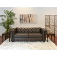 thumbnail image 4 of Roundhill Horton Faux Leather Chesterfield 3-Piece Living Room Set, Sofa Loveseat and Chair, Ridgeline Brownie, 4 of 16