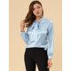 thumbnail image 3 of Blusa Puntos Irregular Allegra K Manga Larga Cuello Del Lazo Trabajo Casual Para Mujer Azul M, 3 of 6
