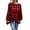Red, variant on Women Checkered Tie Waist Round Neck Lantern Long Sleeves Blouse