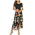 thumbnail image 1 of SMihono Robe Bohème d'Été pour Femmes Grande Taille Robes d'Été pour Femmes Robe à Manches Courtes Décontractée Fluide Asymétrique Longue Robe Maxi, 1 of 6