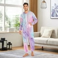 thumbnail image 4 of 1 Piece Adult Onesie Pajamas Cozy & Loose-Fit Sleepsuit Loungewear with Pockets Pastel Pink Marble Texture Medium, 4 of 7
