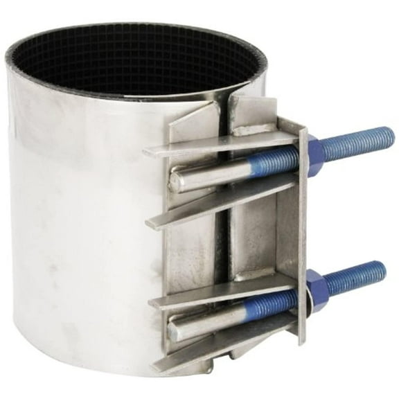 smith-blair stainless steel repair clamp, full circle, stainless steel bolt, 2 bolts, 7-1/2" length, 4" pipe size