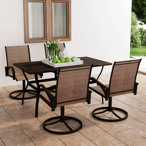 vidaXL Garden Dining Set 3/5 Pieces Textilene and Steel Outdoor Patio Dinner
