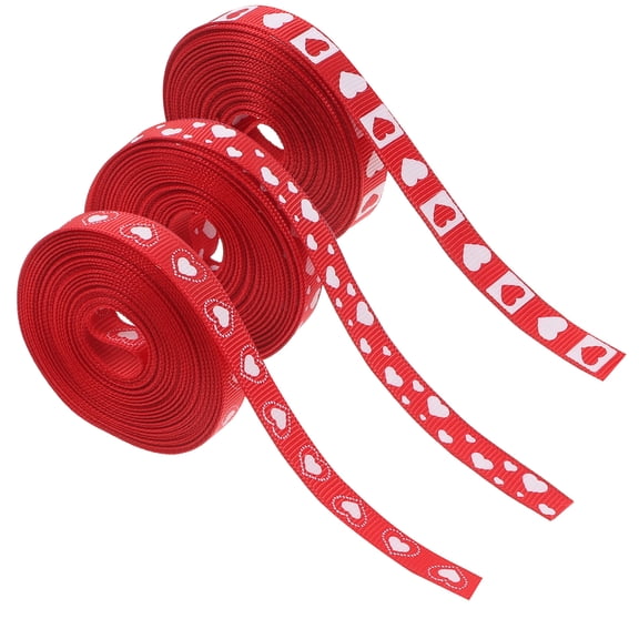 Zehuanyu  3 Rolls Valentine Love Ribbon Valentine’s White Bouquet Candy Heart Craft