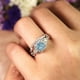 thumbnail image 5 of JeenMata Anillo de Bodas de Filigrana de Aguamarina y Moissanita de Talla Princesa de 1,75 Quilates Engastado en Oro Blanco de 18 K sobre Plata, 5 of 9