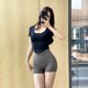 thumbnail image 4 of Ropa de yoga Camiseta deportiva ajustada de manga corta para mujer, para correr y fitness, 4 of 5