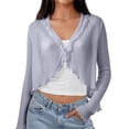 thumbnail image 7 of Trgacdwlo Summer Chiffon Crop Cardigans for Women Lightweight Open Front Casual Long Sleeve Beach Cover Up Tops for Everyday Street Wear, 7 of 7