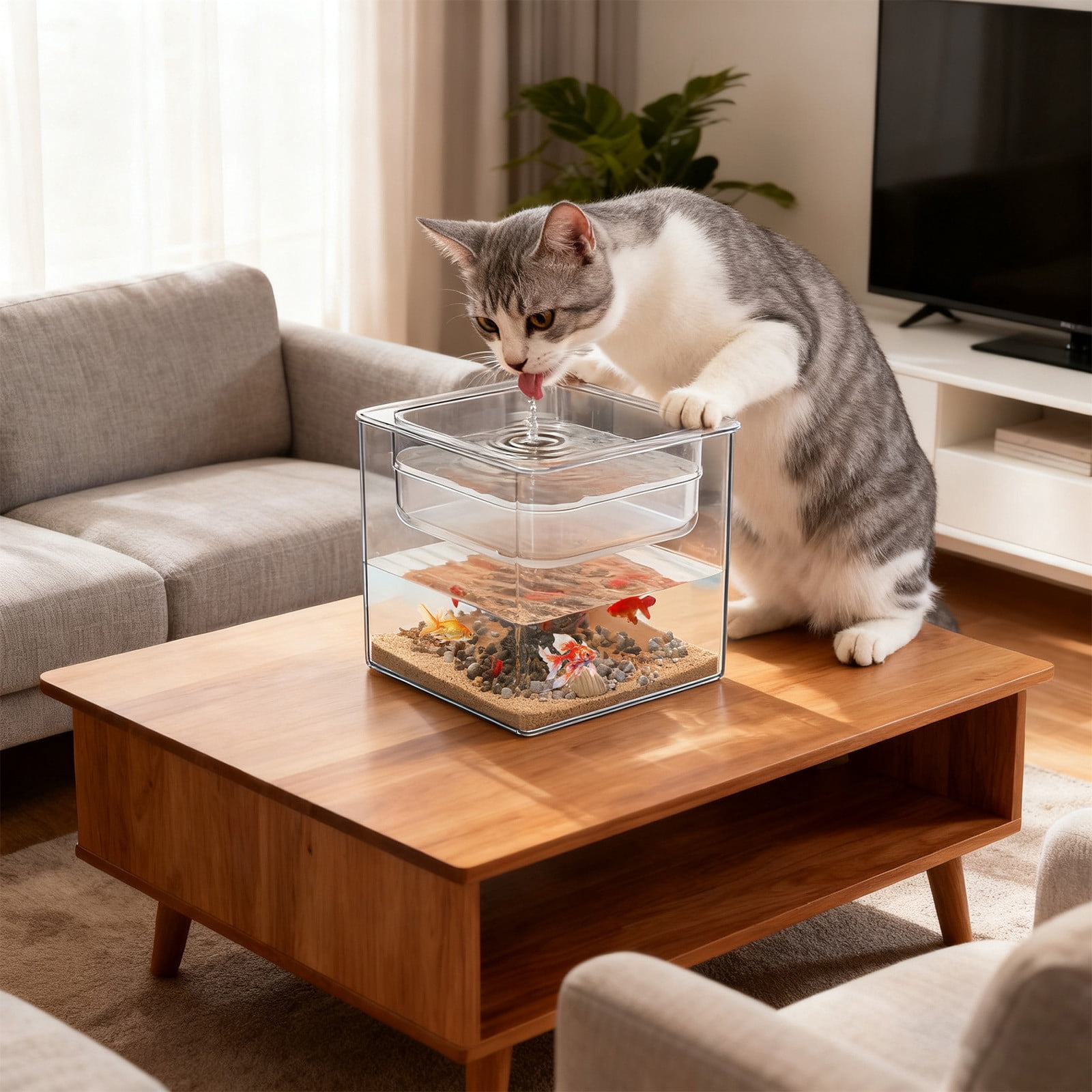 Multifunctional Clear Fish Tanks, Drop-Resistant Desktop Fish Tanks,Fish Bowl Room Decoration,for Family Friend