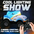 thumbnail image 5 of PayUSD Remote Control Car, RC Cars Toys for Kids Lighted Monster Truck Dinosaur Toy RC Cars 4-12 Year Old Boys Birthday Gift for Christmas Shark 8km/h 27Mhz 1:20 Blue, 5 of 8