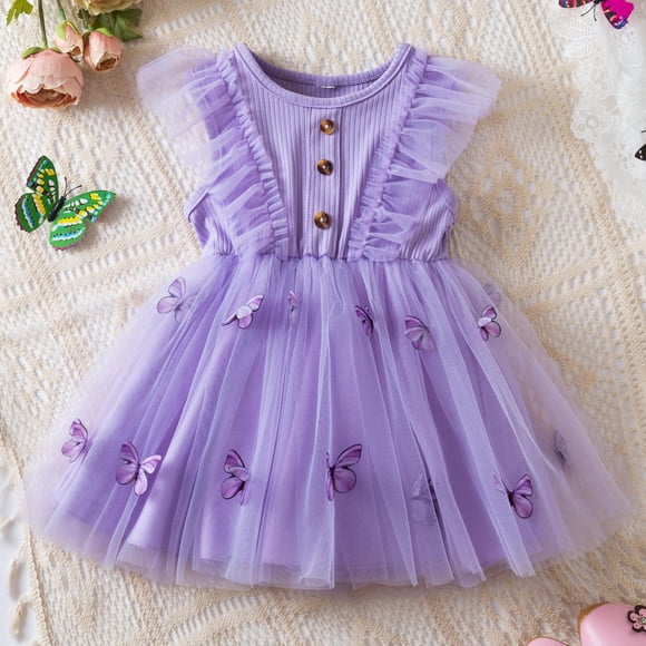 Kids Children Girls Summer Sleeveless Butterflies Print Mesh Dress Casual Dress for Girls Girls Dresses Size 12/14 Christmas Girls Dresses Size 6 Long Sleeve Christmas Girls Dresses Size 12-16 Little