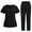 02-Black, variant on Ecqkame Scrub for Women Set Solid V-Neck Short Sleeve Tops and Long Pant Nurse'S Workwear Suit with Pocket 02-Black S on Clearance