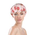 thumbnail image 3 of Kdxio Floral Strawberr Print Shower Cap for Women,Elastic and Reusable,Double Waterproof Layers Bathing Hat, 3 of 9