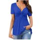 thumbnail image 2 of Fiudx Camisas de Mujer Camiseta de Manga Corta Sexy con Cuello En V Informal para Mujer, 2 of 6