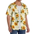 thumbnail image 2 of Sikiie Light Green Plaid Sunflower Men's Wrinkle Free Untucked Cuban Shirt Business Casual Button Down Shirts Short Sleeve ShirtX-Large, 2 of 5