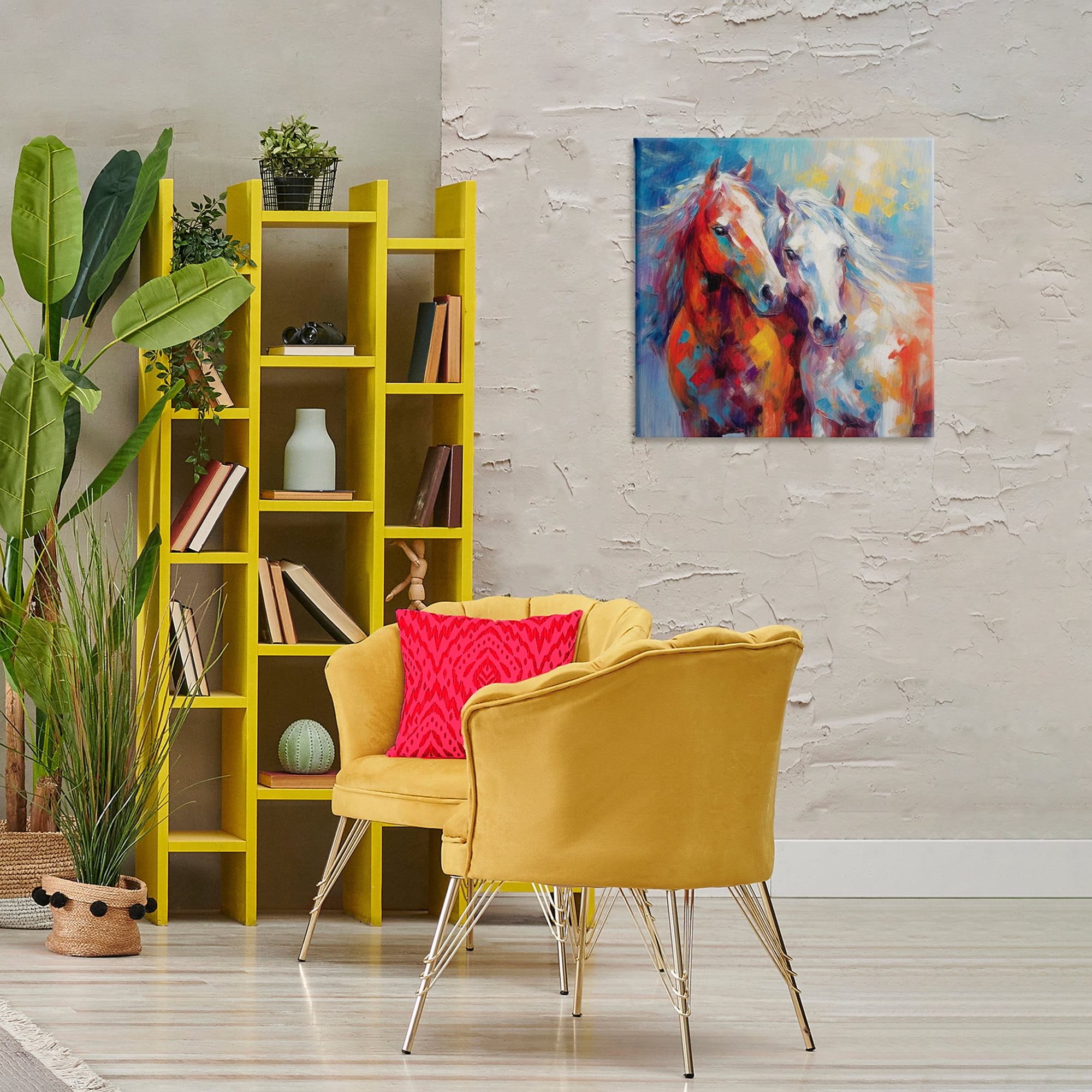 Stupell Industries Abstract Brushed Horses Animals & Insects Painting Gallery Wrapped Canvas Art Print Wall Art, 24 x 24