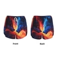 thumbnail image 3 of Gukieu Red And Blue Fire Wolf Print Women's Sports Shorts with Drawstring Elastic Waistband for Running, Yoga, Fitness-Medium, 3 of 7