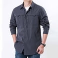 thumbnail image 5 of LWITHSZG Button Down Shirt Men Loose Fit Collared Long Sleeve Shirts Fall Lightweight Going Out Tops Work Casual Outerwear with&nbsp;Pockets, 5 of 6