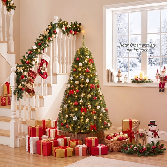 Costway 5 FT Pre-Lit Artificial Christmas Tree with 600 Dense Branch Tips, 150 LED Lights