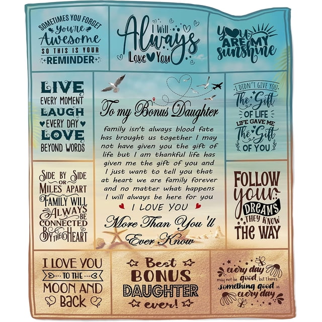 LHSHID Bonus Daughter Gifts Blanket Gift for Bonus Daughter Stepdaughter Gifts from Stepmom Stepdad Gifts for Stepdaughter Bonus Daughter Birthday Gifts Step Daughter Throw Blanket 60"x80"