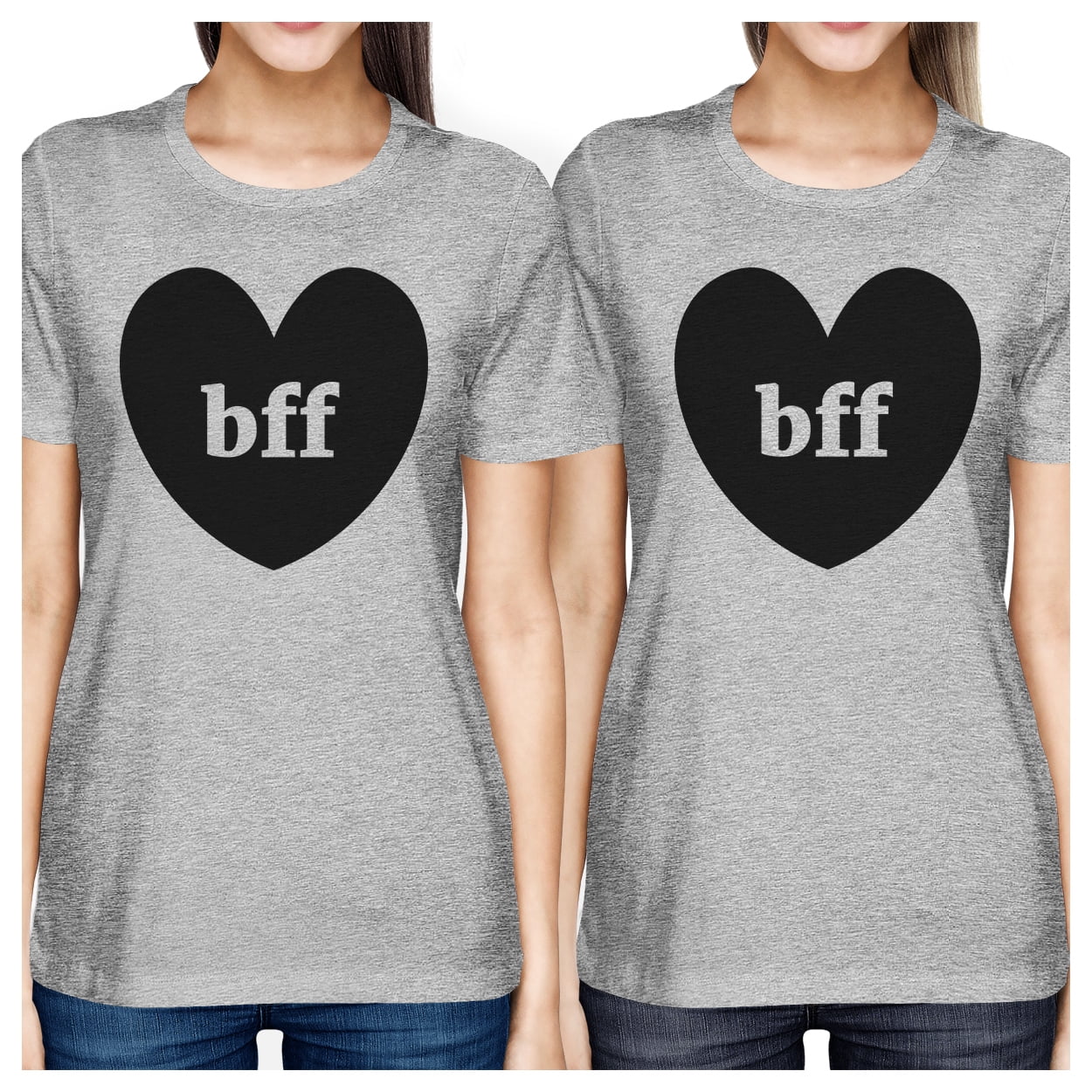 Bff Hearts Cute Womens Matching Tees Grey Best Friends Gift Ideas