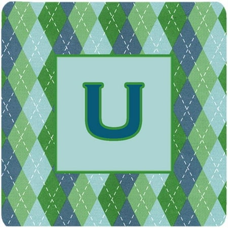 

Monogram - Blue Argoyle Foam Coasters Initial Letter U Set - 4