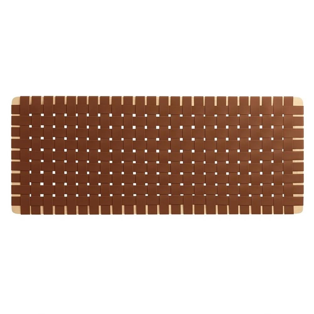 Pemberly Row Weave Vegan Leather Full Headboard in Natural Brown
