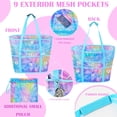 thumbnail image 4 of Bolsa de Playa Fiodrimy de Malla para Niñas y Mujeres con 10 Bolsillos y Cremallera, 4 of 7