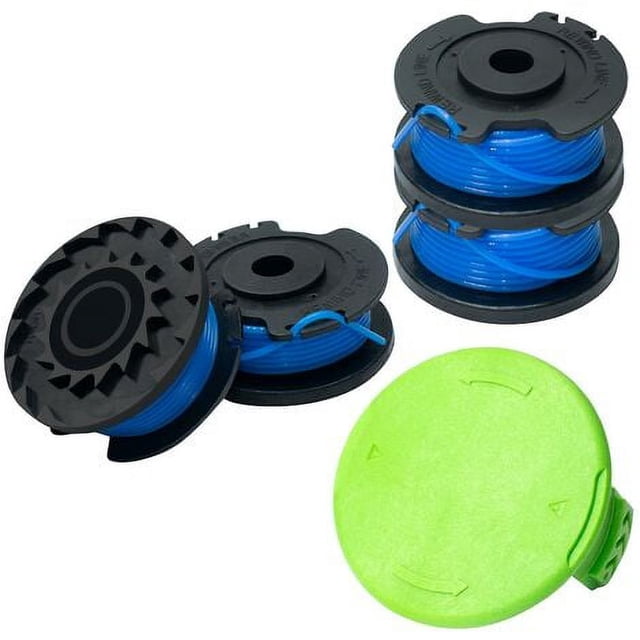 Bobina para desbrozadora compatible con Greenworks 20 V, 24 V, 40 V y 80 V (4 bobinas, 1 tapa)