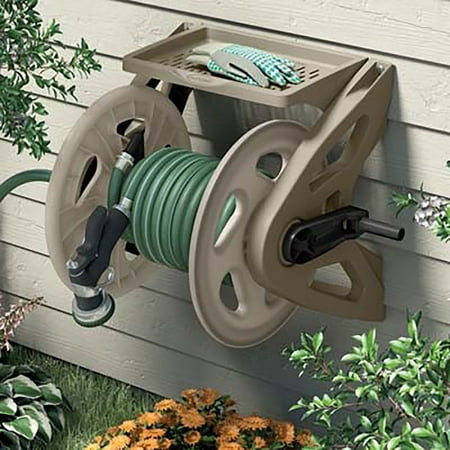 Suncast WMS200 200 Ft Outdoor Garden Hose Handler Wall Mounted Hose