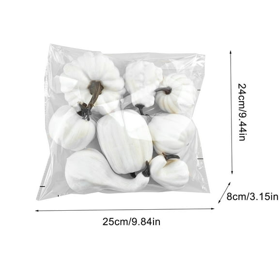 Rkxzt Pumpkin Props 8 Pack Small Artificial Lifelike Mini Pumpkins for Fall Thanksgiving Home Garden Decoration,Wind Chimes|Plastic,White