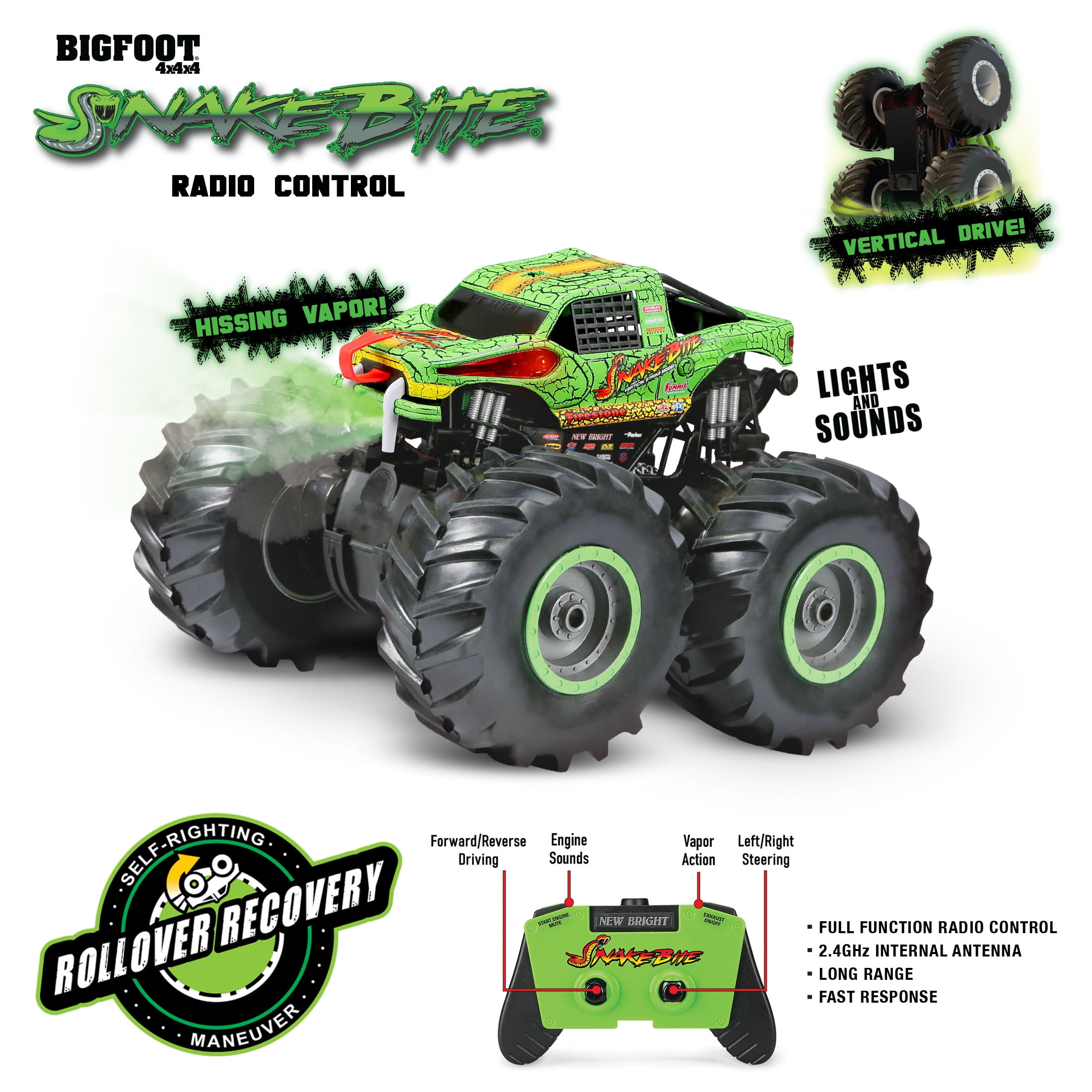 New Bright 1:10 RC Snake Bite Monster Truck with Remote New Bright 1:10 RC Snake Bite Monster Truck with Remote