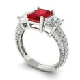 thumbnail image 2 of 3.61 ctw 3 Stone Anniversary Ring for Women | Emerald Cut Simulated Ruby | Hyperallergenic Solid 14K White Gold, 2 of 5