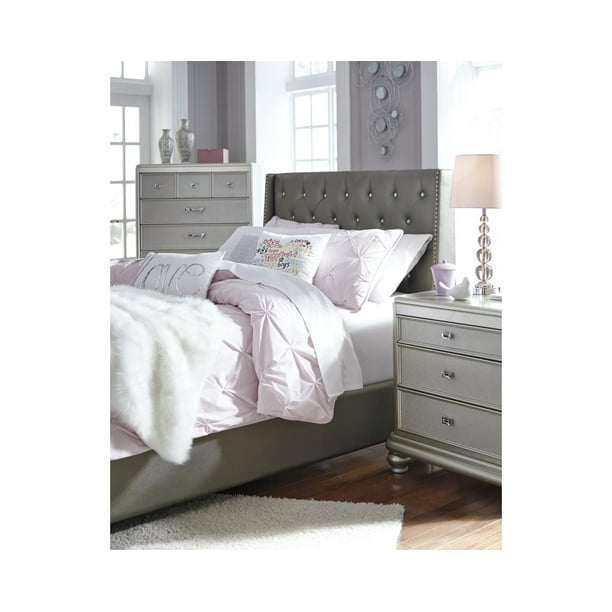 Need to change your look? signature design by ashley coralayne silver full upholstered panel headboard only