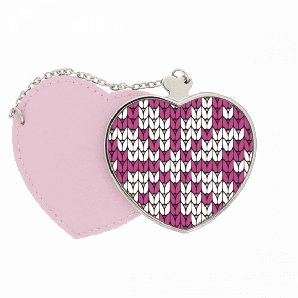 Stitching Octopus Illustration Pattern Mirror Travel Purse Makeup Heart Pink